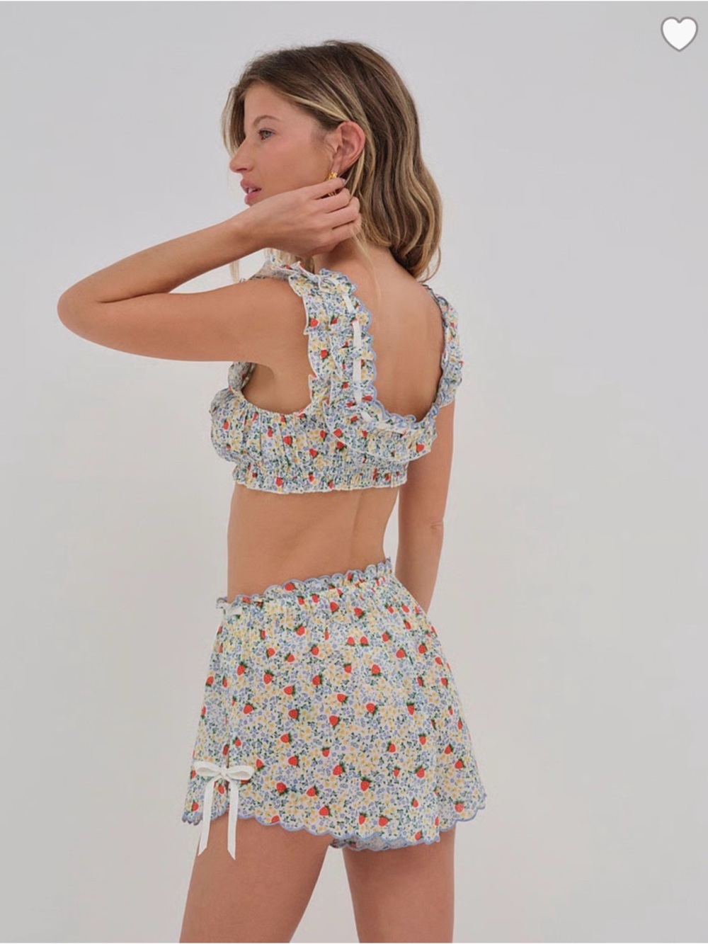 FOR LOVE & LEMONS Strawberry Kiss Crop Top SET in Strawberry size XS - Picture 2 of 10